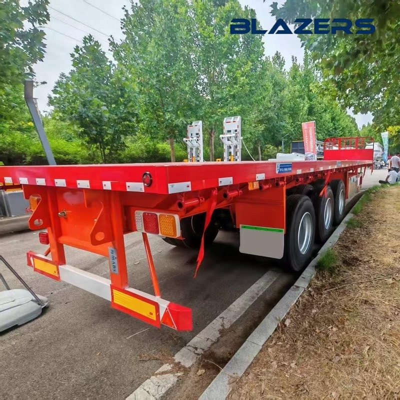 Low Price Made In China 3  Axles Flatbed Semi-trailer For Container Ttransportation