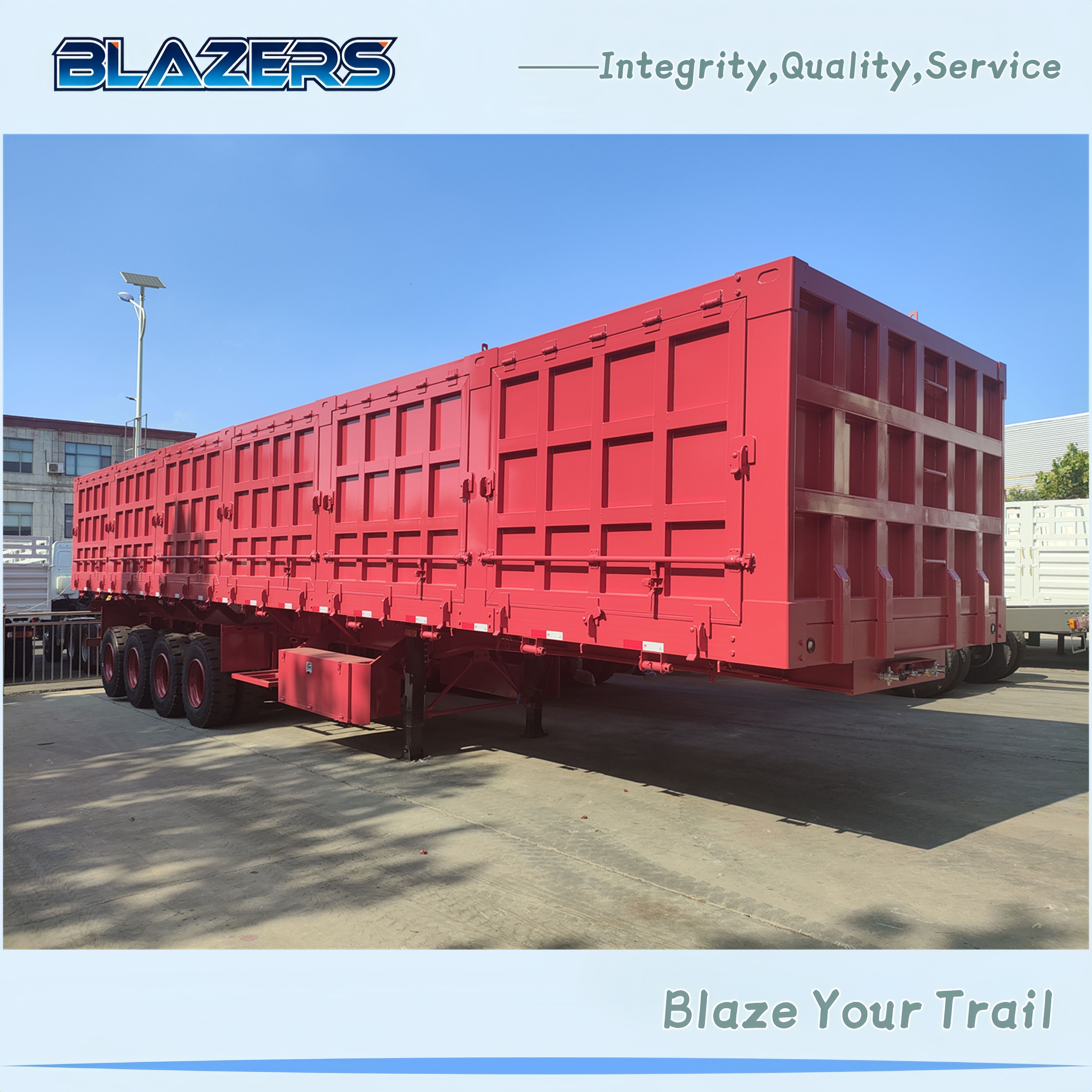 Good Quality 4 Axles BLAZERS Side Tipper  Semi Trailer For Nigeria