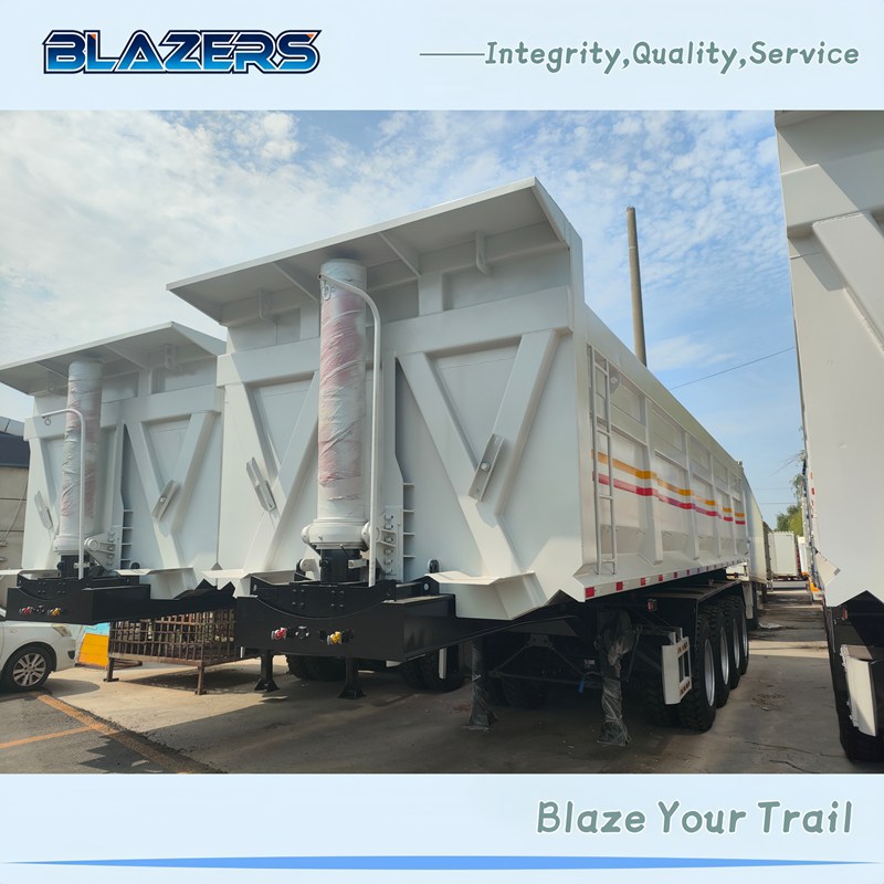 High Quality 80 Tons BLAZERS 4 Axles Dump Trailer For Ghana