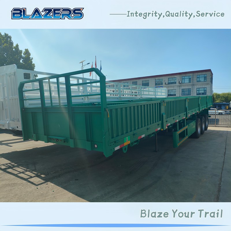 Durable 60 Tons BLAZERS 3 Axles Side Wall Semi Trailer For Mozambique