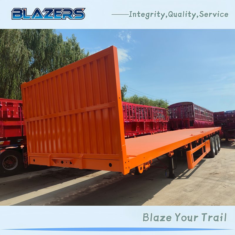 Cheaper Price 60 Tons BLAZERS 3 Axles Flatbed Semi Trailer For Liberia