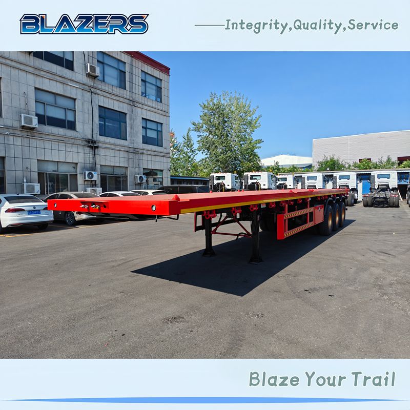 Hot Sale 50 Tons BLAZERS 3 Axles Container Flatbed Semi Trailer For South Africa