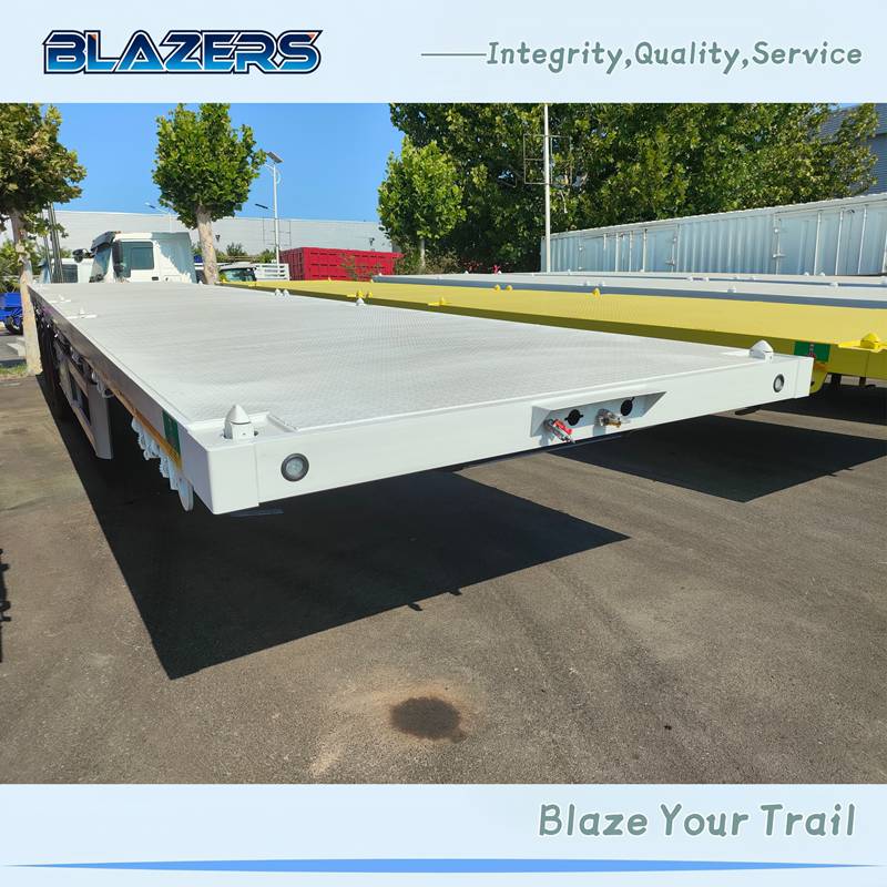3 Axles 50 Tons Flatbed Semi Trailer For For Bulk Goods Transportation