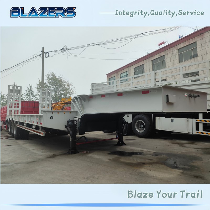 Hot Sale 50 Tons BLAZERS 3 Axles Low Bed Semi Trailer For Nigeria