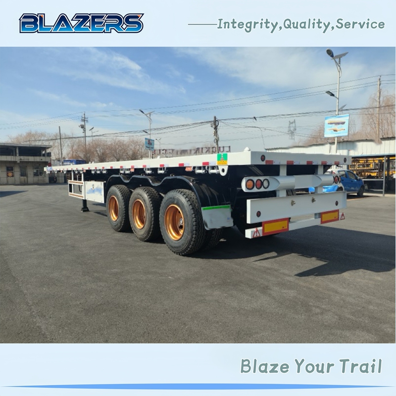 FactoryP Price  3-Axle 50-Ton Flatbed Semi-Trailers For Container Transportation
