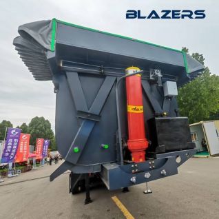 3-axis U-shaped Black Rear Dump Semi-trailer with Double Cylinder Synchronous Lifting