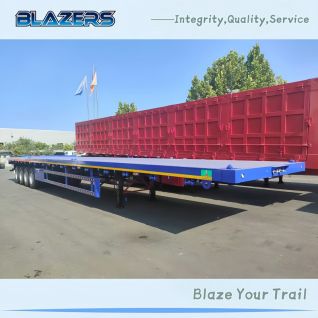 Factory Price 4 Axles 70 Tons Flat-bed Trailer For Bulk Goods Transportation
