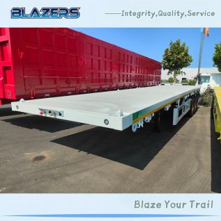 Brand New 50Tons BLAZERS 3 Axles Container Flatbed Semi Trailer For Ghana