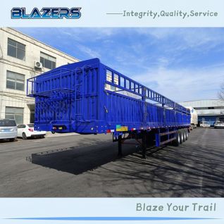 BLAZERS Factory 80Tons 4 Axle Fence Semi Trailer For Transportion