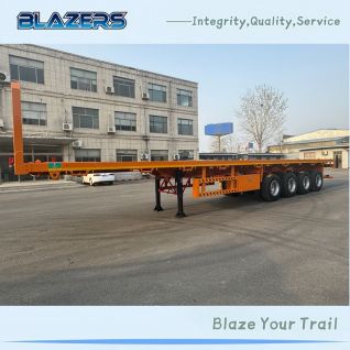 Hot Sale 80 Tons BLAZERS 4 Axles Container Flatbed Semi Trailer For Morocco