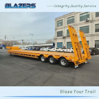 New 3 Axles 60 Tons Low Bed Trailer For Container Delivery